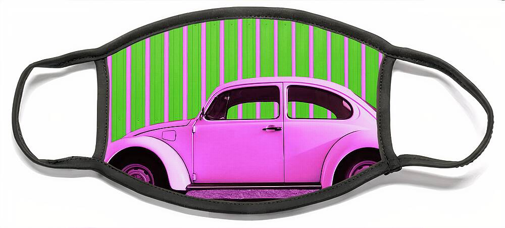 Car Face Mask featuring the photograph Pink Bug by Laura Fasulo