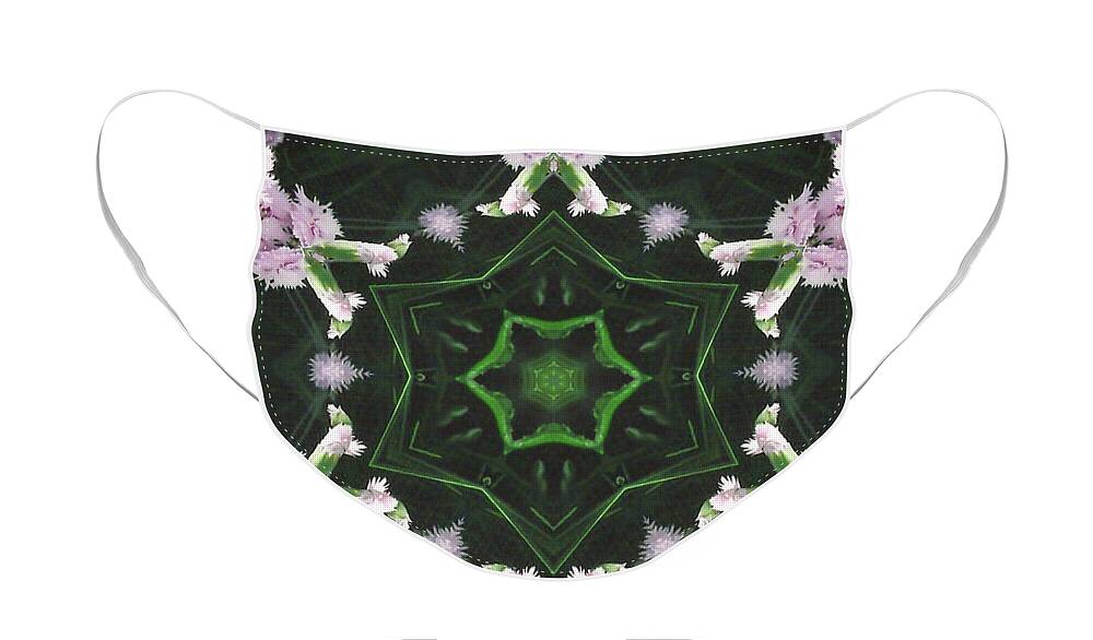Dianthus Face Mask featuring the digital art Pink Dianthus Kaleidoscope-1 by Charles Robinson