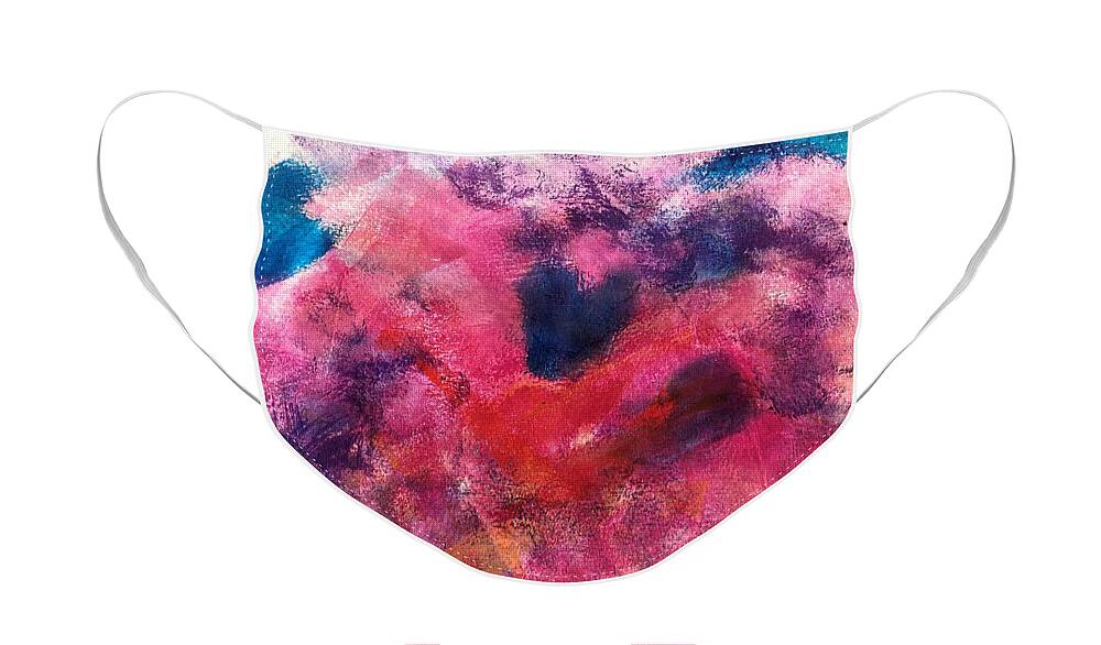 Abstract Face Mask featuring the painting Pink Dreams by Carolyn Rhinebarger