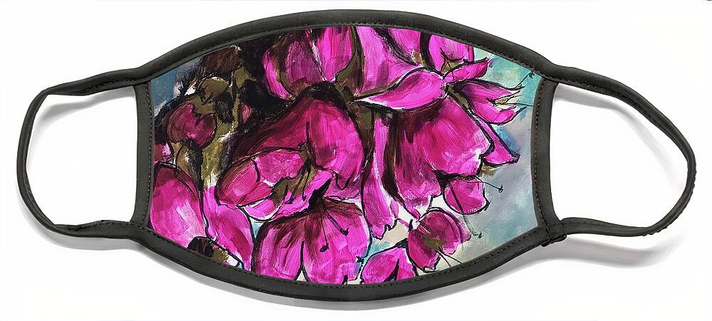  Face Mask featuring the painting Pink Flowers by Angie ONeal