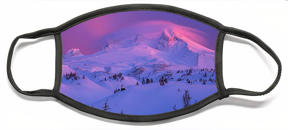 Pink Lenticular Cloud 3 Face Mask featuring the photograph Pink Lenticular Cloud 3 by Lynn Hopwood