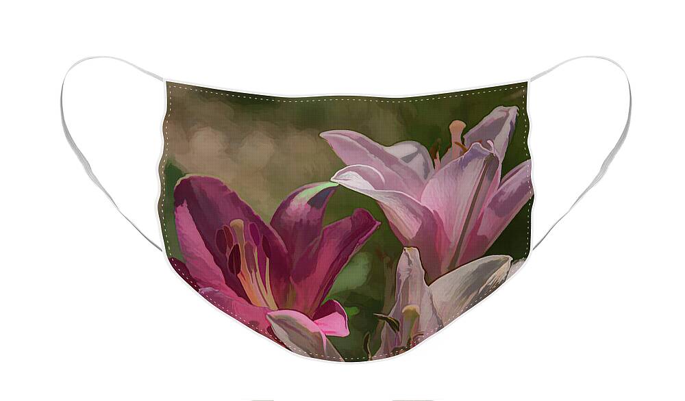 Pink Face Mask featuring the photograph Pink Lillies in Acrylic by Alan Goldberg