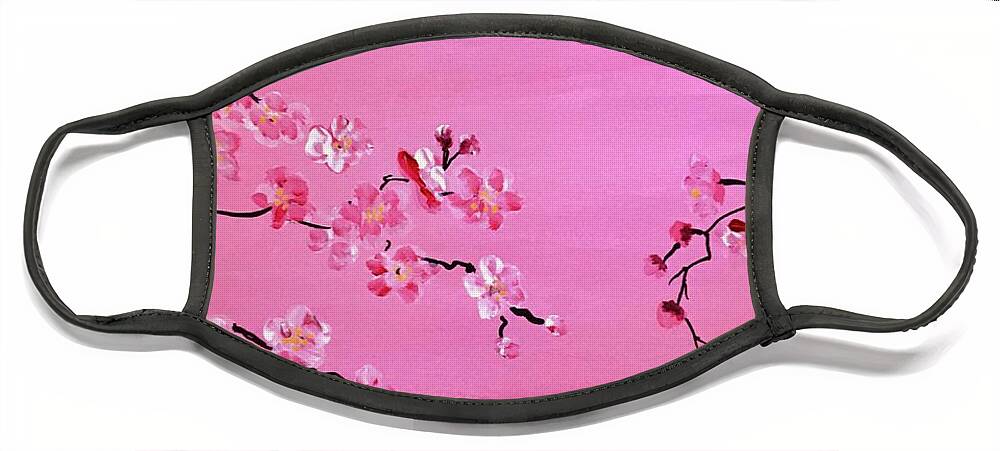 Blossoms Flowers Spring Pink Branches Painting Nature Color Cherry Face Mask featuring the painting Pink on Pink by Debora Sanders