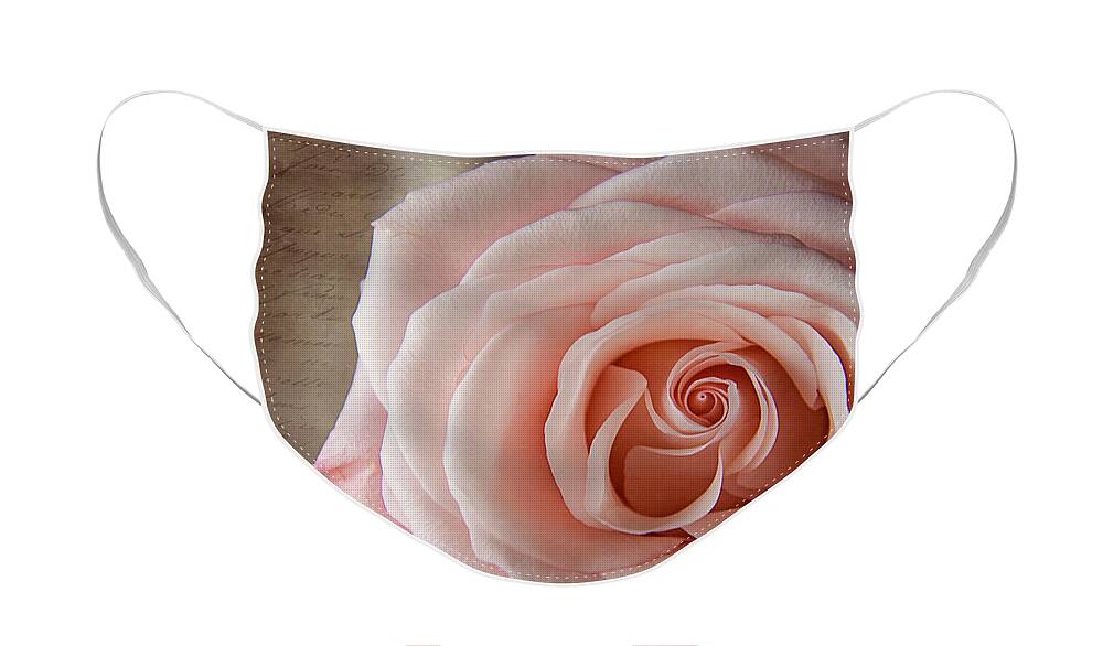 Rose Face Mask featuring the photograph Pink Rose with Ballet Slippers by Cindi Ressler