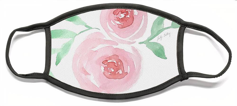 Pink Face Mask featuring the painting Pink Roses by Kristye Dudley