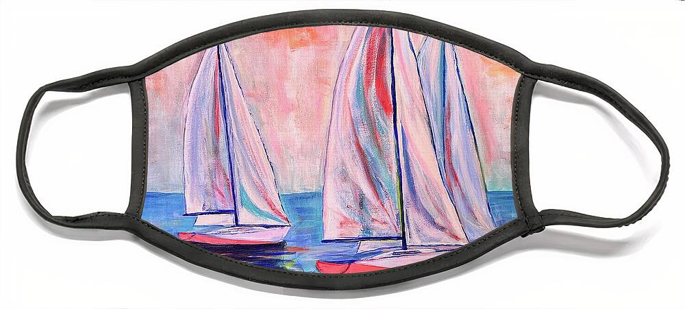 Sailing Face Mask featuring the painting Pink Sky at Night by Kelly Smith