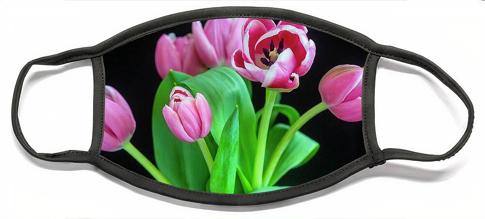 Tulips Face Mask featuring the photograph Pink Tulips Pink Impression X102 by Rich Franco