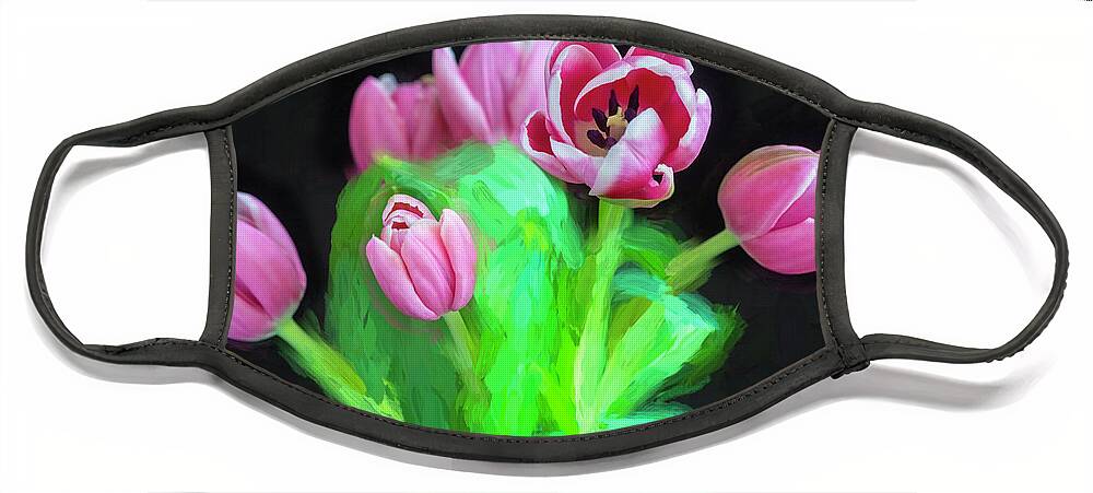 Tulips Face Mask featuring the photograph Pink Tulips Pink Impression X1043 by Rich Franco