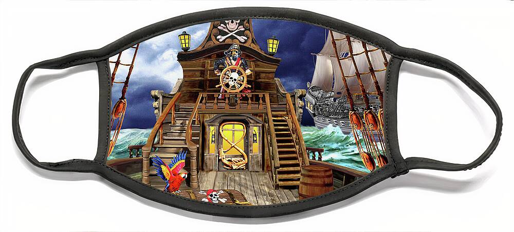 Pirates Face Mask featuring the digital art Pirates Stolen Treasure by Glenn Holbrook