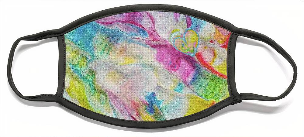 Colorful Abstract Heart Acrylic Face Mask featuring the painting Play Day by Deborah Erlandson