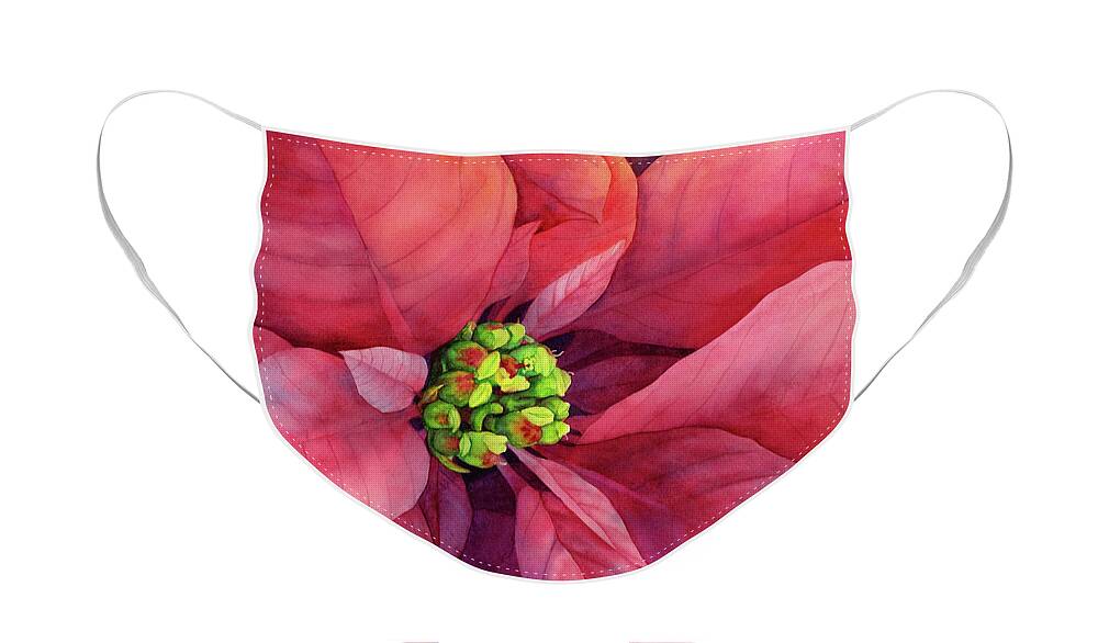 Poinsettia Face Mask featuring the painting Plum Poinsettia by Hailey E Herrera