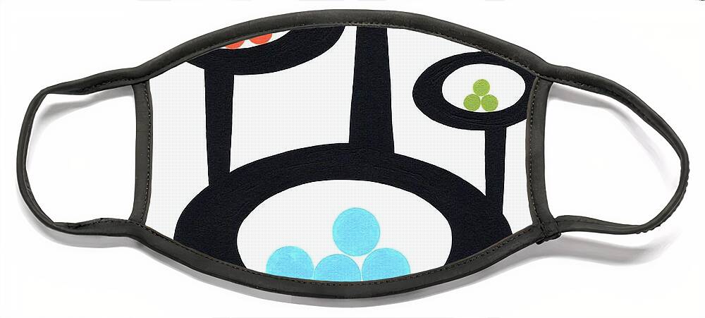 Mid Century Modern Face Mask featuring the painting Pods of Circles by Donna Mibus