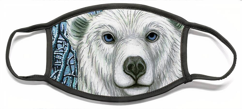 Polar Bear Face Mask featuring the painting Polar Bear Forest by Amy E Fraser