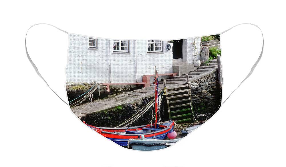 Low Tide Face Mask featuring the photograph Polperro 4 - Boats at Low Tide by Jerry Griffin