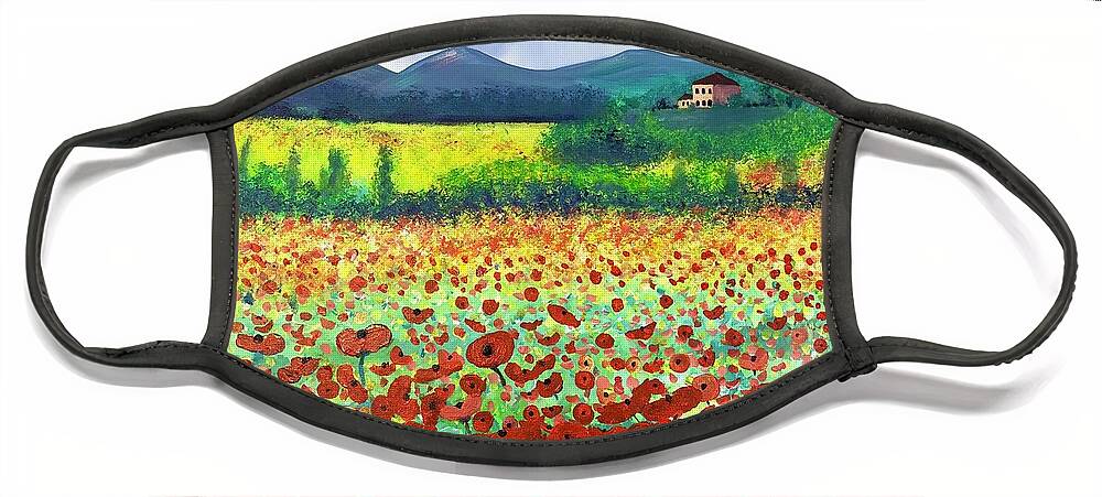 Poppies Face Mask featuring the painting Poppies in Tuscany by Stacey Zimmerman