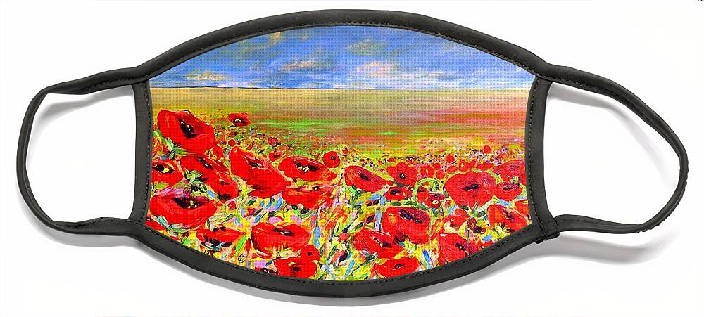 Poppies Face Mask featuring the photograph Poppy Field by Marysue Ryan