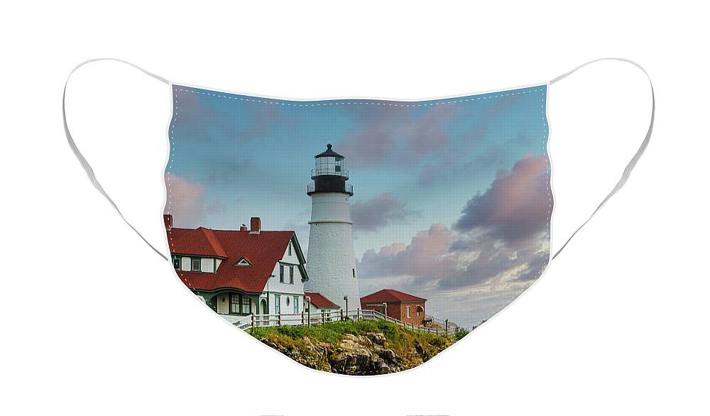 Acadia Face Mask featuring the photograph Portland Head Lighthouse at Dusk by Darryl Brooks