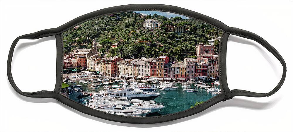 Coastal Village Face Mask featuring the photograph Portofino Marina Serenade by Benoit Bruchez