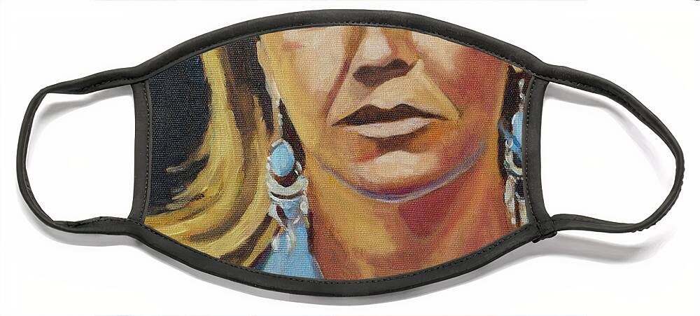 Oil Face Mask featuring the painting Portrait of my wife by Pablo Avanzini