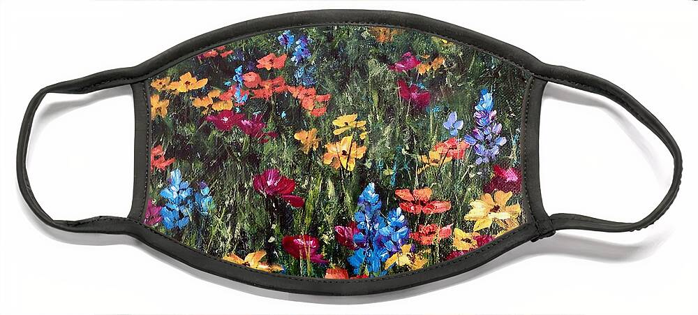 Flowers Face Mask featuring the painting Posie Meadow by Zan Savage