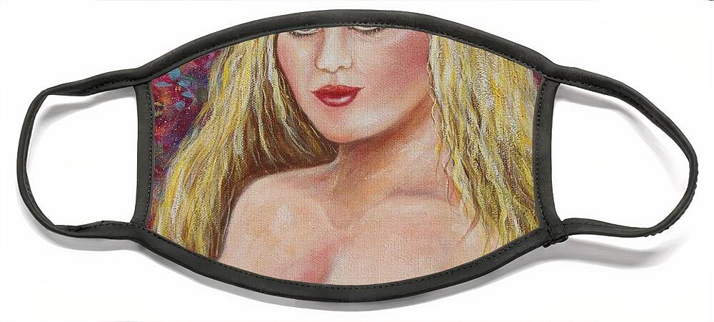 Nude Face Mask featuring the painting Posing Nude by Natalie Holland