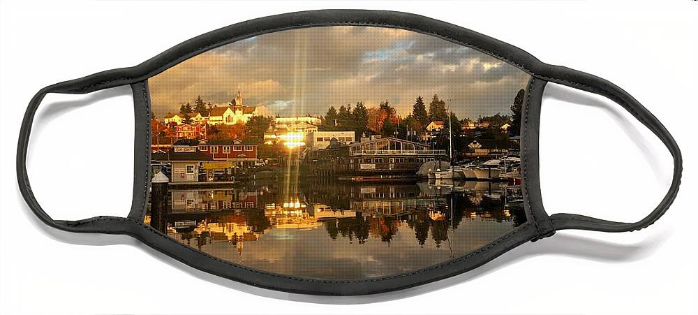 Poulsbo Face Mask featuring the photograph Poulsbo Sunset Reflection by Jerry Abbott