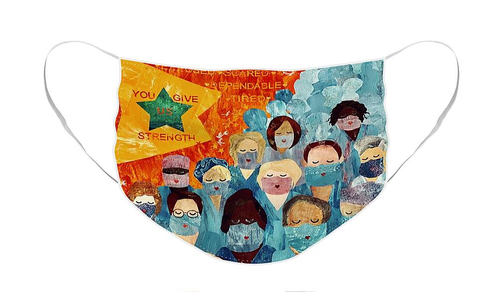 Nurse Face Mask featuring the painting Power of Nursing Through Support by Forrest Fortier