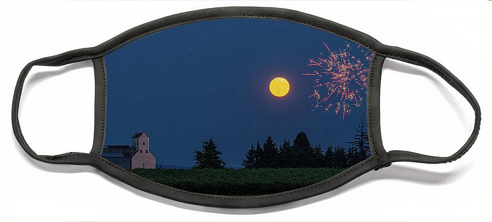  2020-07-04 Face Mask featuring the photograph Pratum, OR moon rise 5 by Ulrich Burkhalter