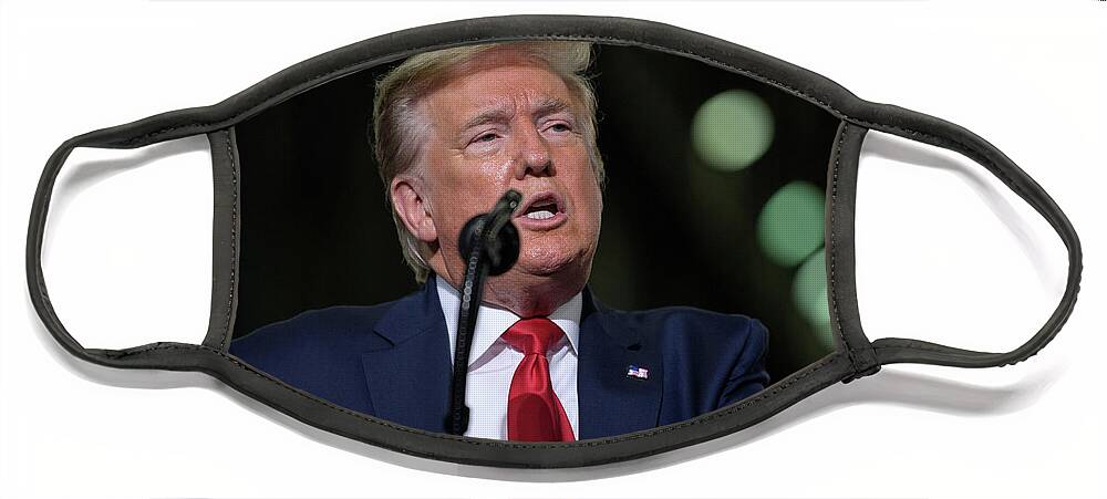 Cape Canaveral Face Mask featuring the digital art President Trump Postlaunch Remarks by Celestial Images