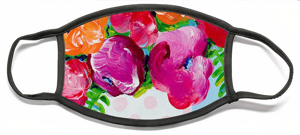 Floral Bouquet Face Mask featuring the painting Pretty in Pink by Beth Ann Scott
