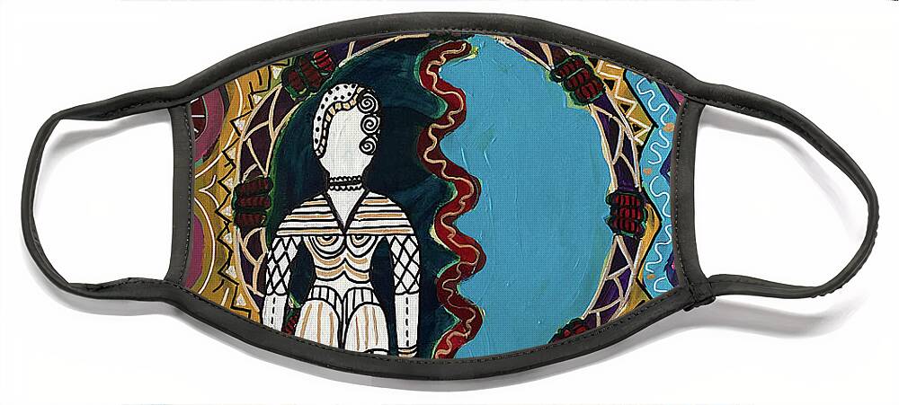 Metacognitive Face Mask featuring the painting Priestess of Earth by Kisma Reidling