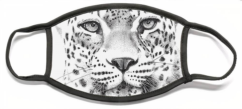 Pen And Ink Face Mask featuring the drawing Prince of the Serengeti by Sheryl Unwin
