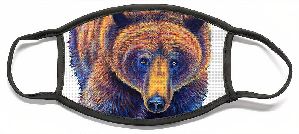 Bear Face Mask featuring the mixed media Proud Grizzly by World Art Collective