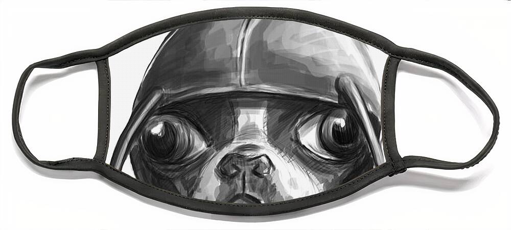 Pug Dog Costume Black And White Cute Illustration Drawing Art Face Mask featuring the painting Pug Lobster by Brett Hardin