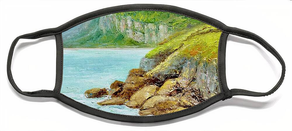 Rocks Face Mask featuring the painting Punakaiki, West Coast, NZ by Dai Wynn