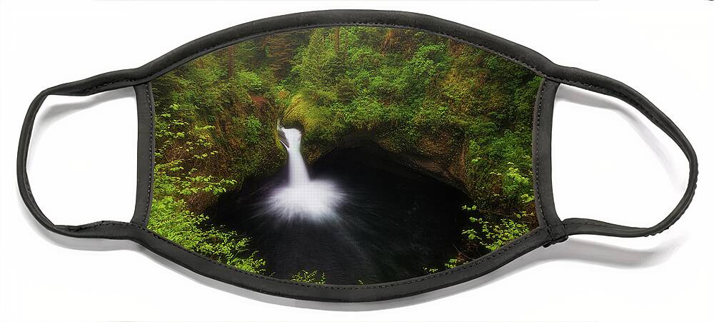 Waterfall Face Mask featuring the photograph Punchbowl Falls Morning Softness by Darren White