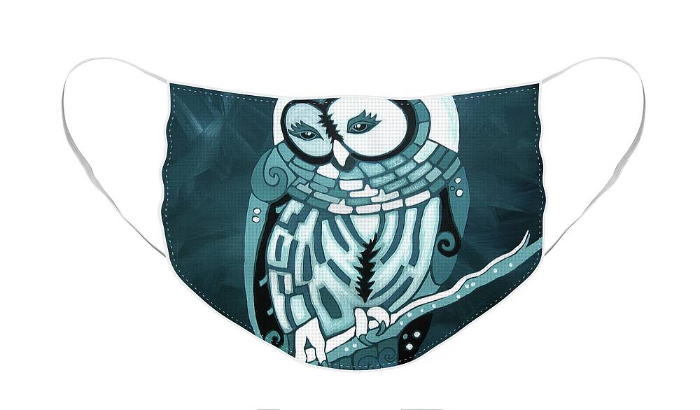 Barred Owl Art Face Mask featuring the painting Purity in the Moonlight by Barbara Rush