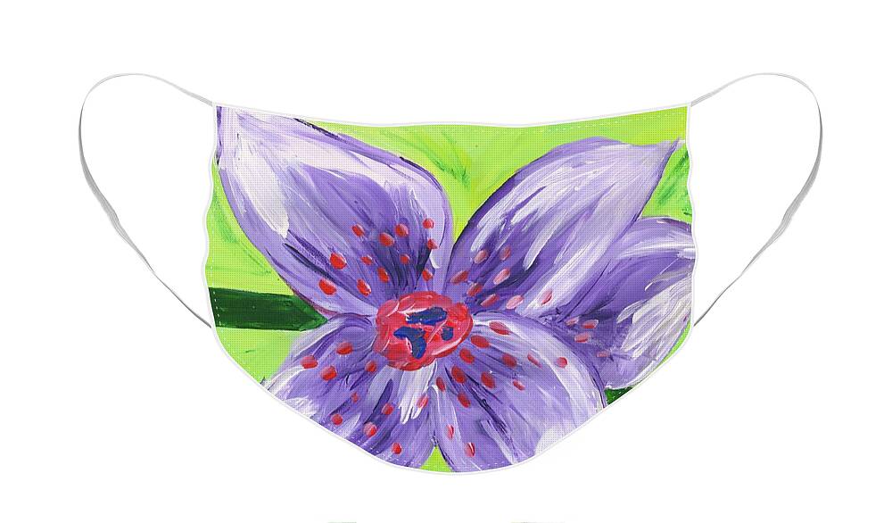 Purple Face Mask featuring the painting Purple Flower by Britt Miller