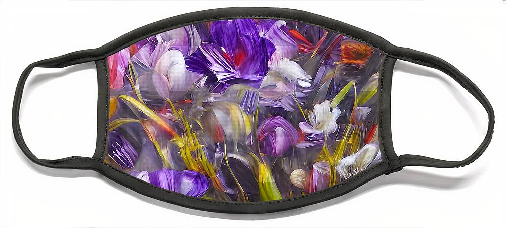 Abstract Face Mask featuring the digital art Purple Flowers by Beverly Read