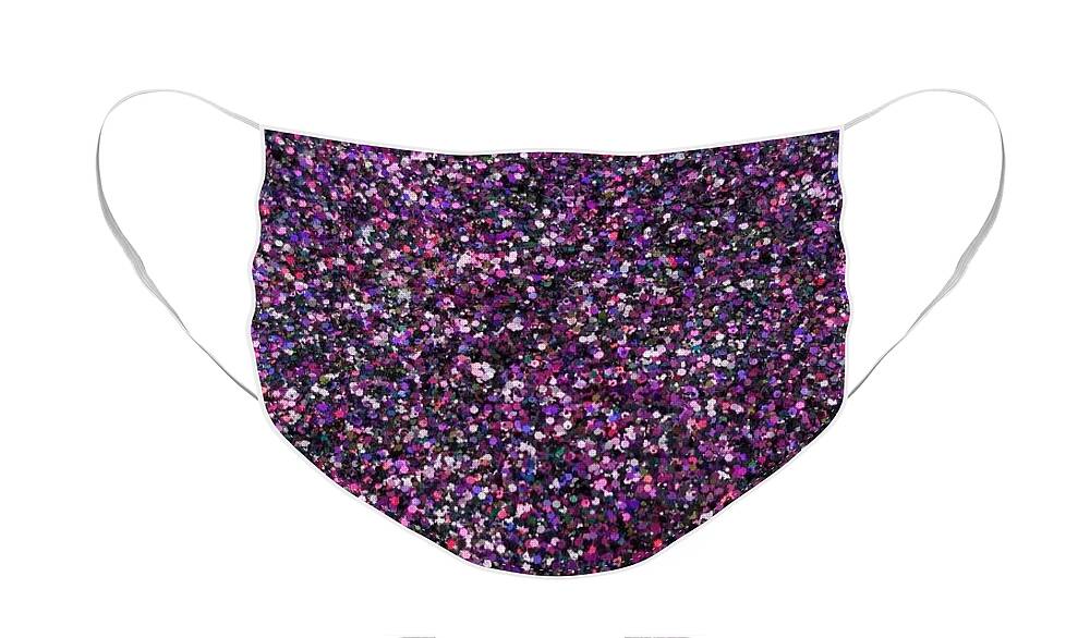  Face Mask featuring the digital art Purple Glitter by Cindy Greenstein