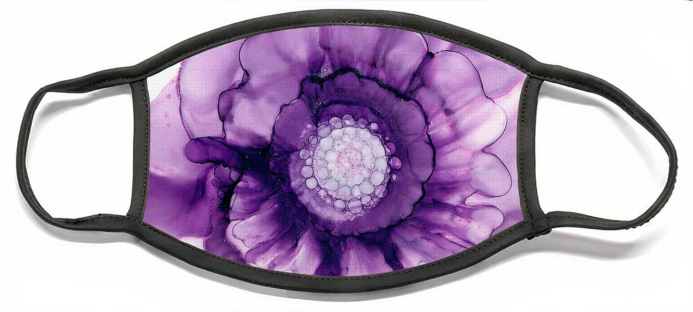 Purple Passion Flower Face Mask featuring the painting Purple Passion Flower by Daniela Easter