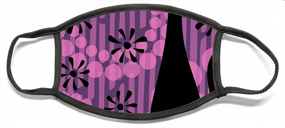 Abstract Cat Face Mask featuring the digital art Purple Pink Mod Cat by Donna Mibus