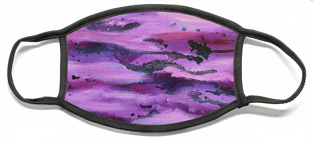 Abstract Face Mask featuring the painting Purple Sea by Maria Meester