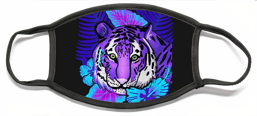Tiger Face Mask featuring the digital art Purple Tiger Jungle Safari by Christina Wedberg