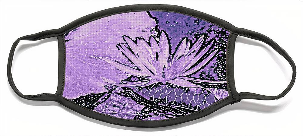Spa Face Mask featuring the digital art Purple Water Lily Abstract by Marianne Campolongo