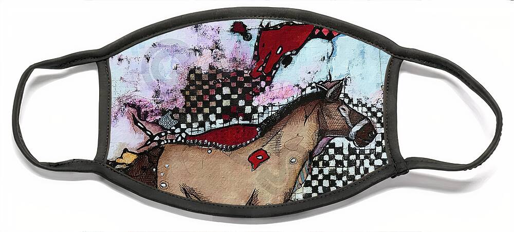 Horse Face Mask featuring the painting Pzewalskis Wild Horse by Cheryl Gross
