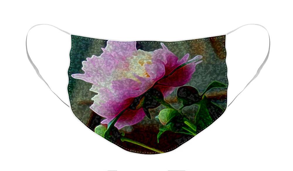 Flower Face Mask featuring the digital art Queen Peony by Vallee Johnson