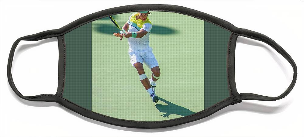 Rafael Nadal Face Mask featuring the photograph Rafael Nadal Shadow Play by Steven Sparks