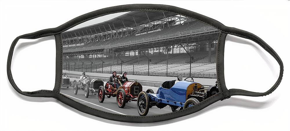 Vintage Car Face Mask featuring the photograph Ragtime Racers Line Up by Josh Williams