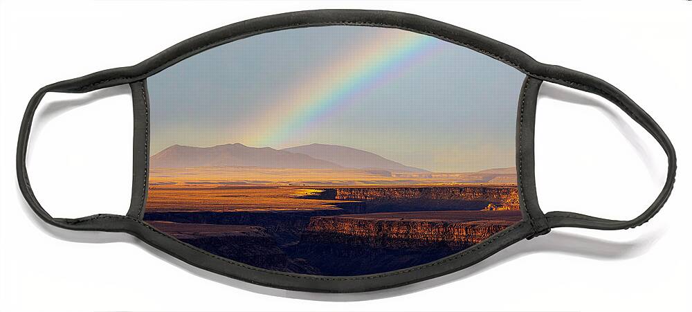 Taos Face Mask featuring the photograph Rainbow crossing the Rio Grande Gorge #1 by Elijah Rael